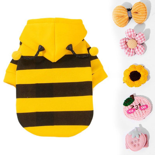Bumble Bee Hoodie with Hair Clips - Medium